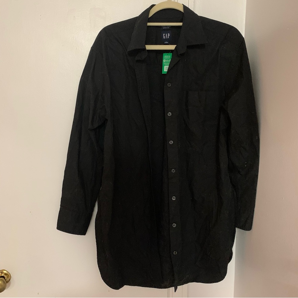 GAP Oversized Long Button Up - Black
